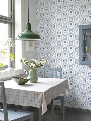 Orainege Floral Peel and Stick Wallpaper Blue Floral Wallpaper - Image 6