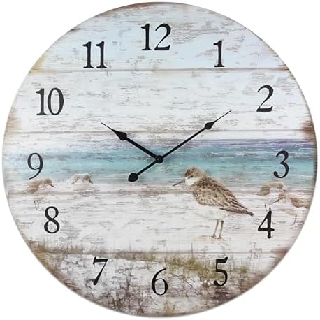 Young's Inc Wood Sand Piper Wall Clock by YoungsInc