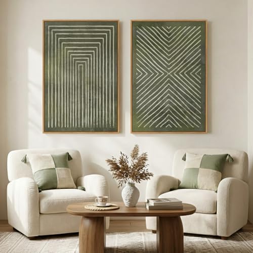Large Framed Green Abstract Wall Art - Image 4