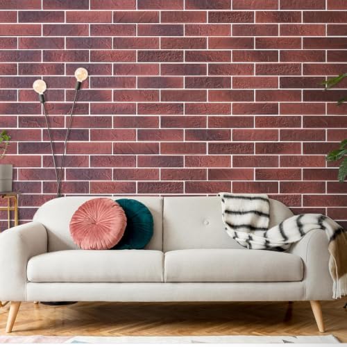 Faux Brick Wall Tiles, 3D Thin Brick Veneers Wall Panel, 2 Vintage Red - Image 6