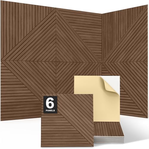 JBER Wood-Pattern Acoustic Panels 23.6" x 23.6", 6 Pack by JBER