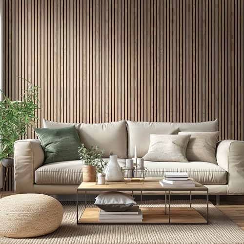 MSI Natural Wood Slat Acoustic Panel 3D Fluted MDF Sample Accent Wall Tile - Image 3