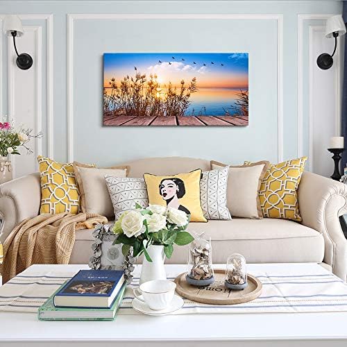 MHARTK66 Beach Sunset Wall Art Coastal Decor Seascape Canvas Prints Ocean - Image 3