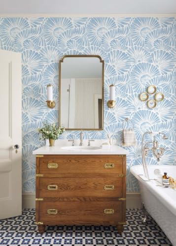 Ismoon Blue and White Wallpaper Peel and Stick Wallpaper Boho 17.3in x 16.4ft - Image 5