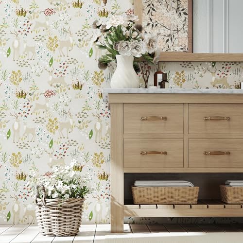 Vinjiasin Deer Nursery Peel and Stick Wallpaper, Cute Baby Room Vinyl Wall - Image 4