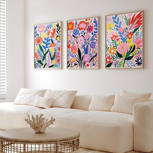 Flower Market Wall Art Set of 3 Floral Wall Decor Henri Matisse Canvas Wall Art - Image 4
