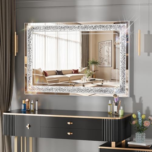 40"x26" LED Diamond Wall Mirror, Dim & Anti-Fog - Image 2