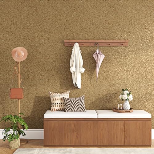 WESTICK Gold Wood Peel and Stick Wallpaper Self Adhesive Soft Cork Fabric Sheet - Image 5
