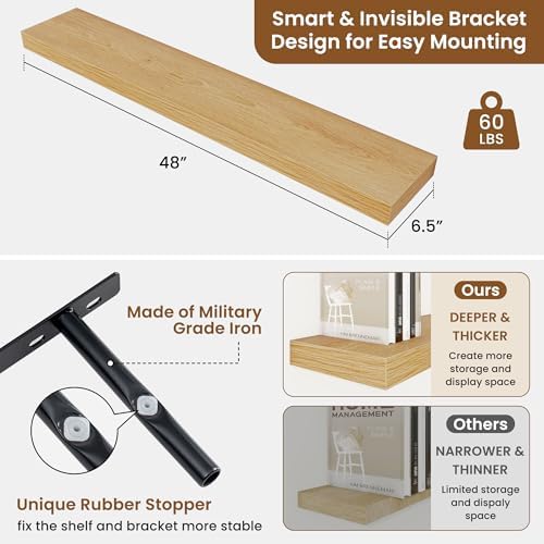 Floating Shelves for Wall, Wall Mounted Wood Shelves - Image 3