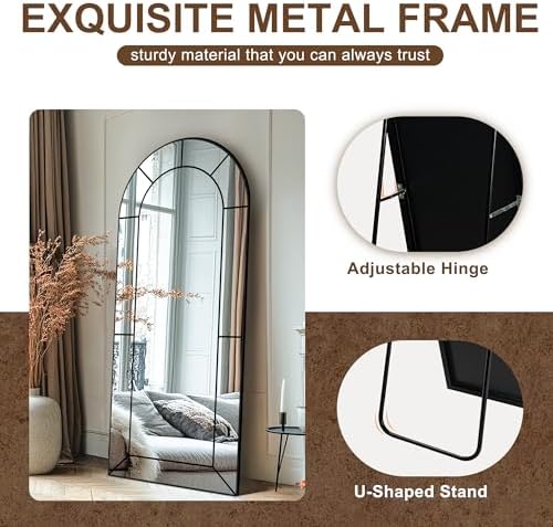 Delma Arched Window Pane Full Length Mirror, Window Mirror - Image 4