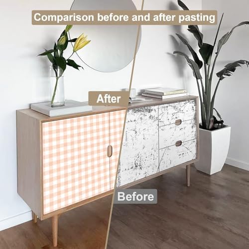 Cohoo Home Orange Peel and Stick Wallpaper Gingham Checkered 17.3''×197'' - Image 6