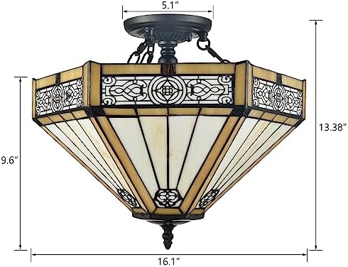 SAMTEEN Tiffany Style Semi Flush Mount Light - Image 6