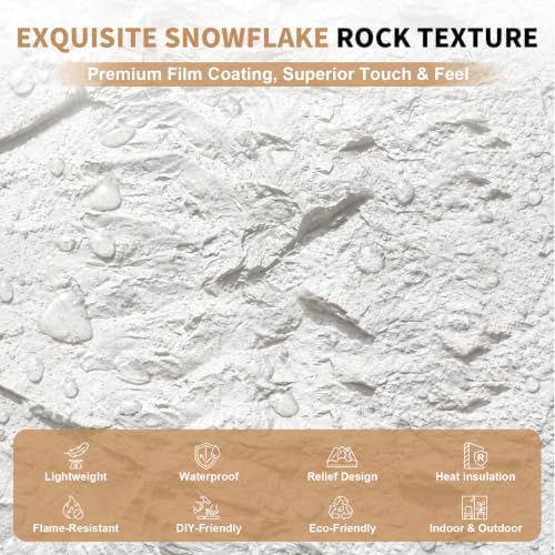 6 Pack Faux Stone 3D Wall Panels White 47.2x23.6 Inch Cement Texture Thicker - Image 4