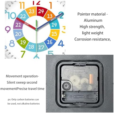 XFM Learning Clock for Kids Silent Colorful Teaching Time Clock 14 Inch - Image 5