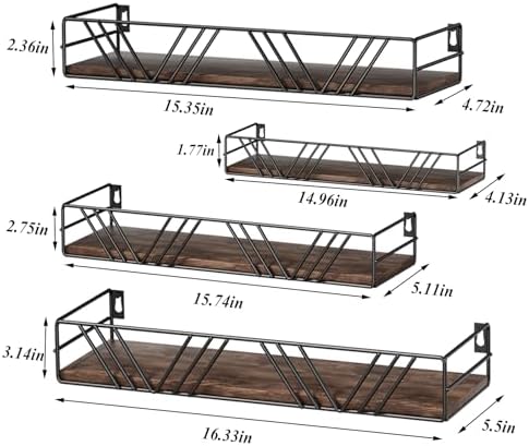 Amaoot Floating Shelves for Wall Set of 4, Wall Shelf Wood Floating Shelf - Image 2