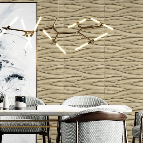STICKGOO Wave 3D Wall Panels, Natural Oak, 19.7''x19.7'' - Image 5