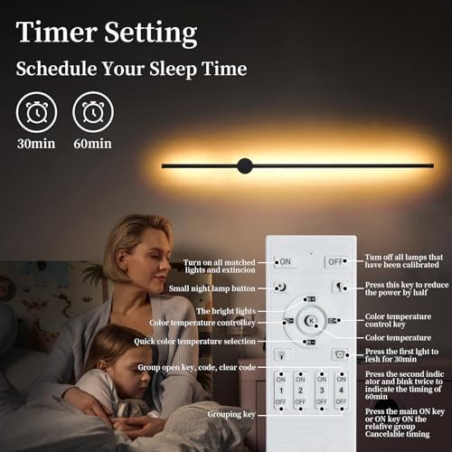 KELUOLY Dimmable Plug in Wall Sconce Set of 2, Adjustable Color Temperature - Image 6