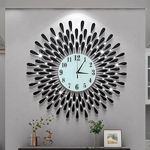 Large Wall Clock Non-Ticking Silent Modern Metal Big Clocks Decorative Wall by FMTADDecorativeWallClocks