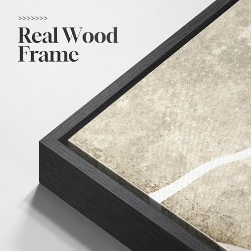Large Framed Neutral Black Brown Abstract Wall Art - Image 6