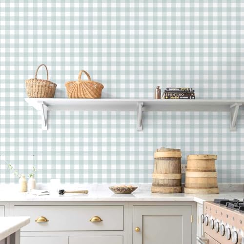 Cohoo Home Plaid Peel and Stick Wallpaper Gingham Checkered 17.3''×393'' - Image 2