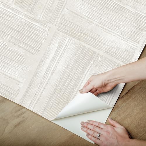 RoomMates Beige Dimensional Square Plaster Peel and Stick Wallpaper - Image 6