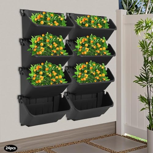 Wall Mounted Vertical Planter 24 Pots, 10.1oz Self-Watering System - Image 4