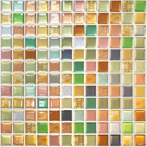 Yoillione 3D Mosaic Tile Sticker Removable Wallpaper Tile, 3D Self Adhesive by Yoillione