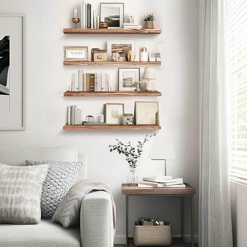 16x5.8x0.8in Floating Wall Shelves Rustic Solid Wood 4-Pack - Image 5