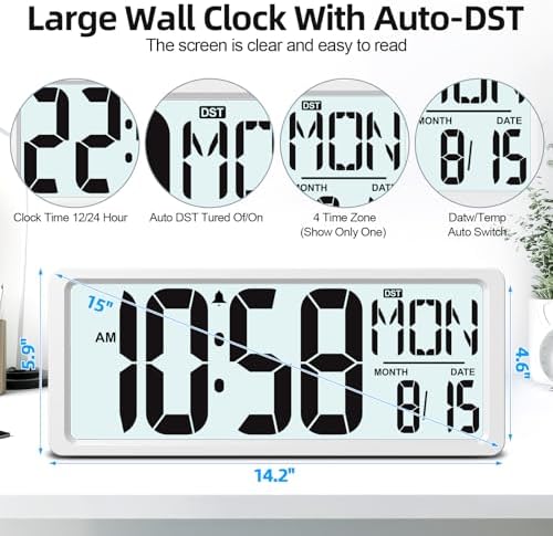 XREXS Large Digital Wall Clock Battery Operated - Image 5