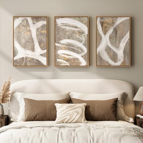 Framed Neutral Beige Abstract Wall Art by Cuspin