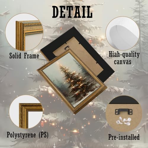 EJPFOGV Winter Snowy Christmas tree Framed Canvas Wall Art 16x24 inches - Image 6