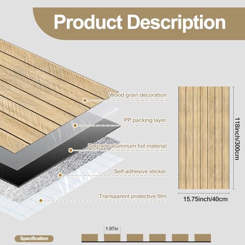 Chejiaye Peel and Stick 3D Wall Panel -15.75"x118"Soundproof Self-Adhesive Wall - Image 4