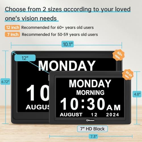 Soobest Dementia Clocks for Seniors, 7” Digital Date Clock Large Display - Image 2