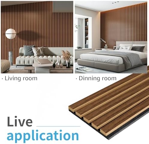 Art3d 4-Pack Soundproof Wood Slat Wall Panels, 94.5 x 7.9 Inch, Dark Walnut - Image 3