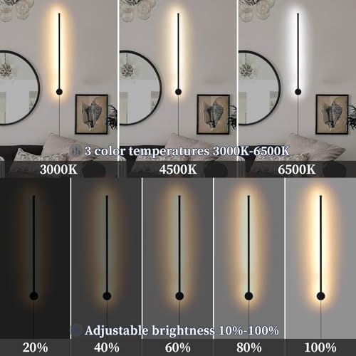 KELUOLY Dimmable Plug in Wall Sconce Set of 2, Adjustable Color Temperature - Image 3