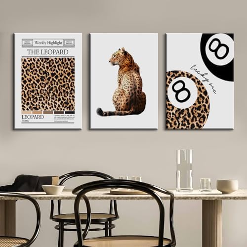 Trendy Leopard Wall Art Cheetah Print Canvas Wall Decor 8 Ball Poster Preppy - Image 7