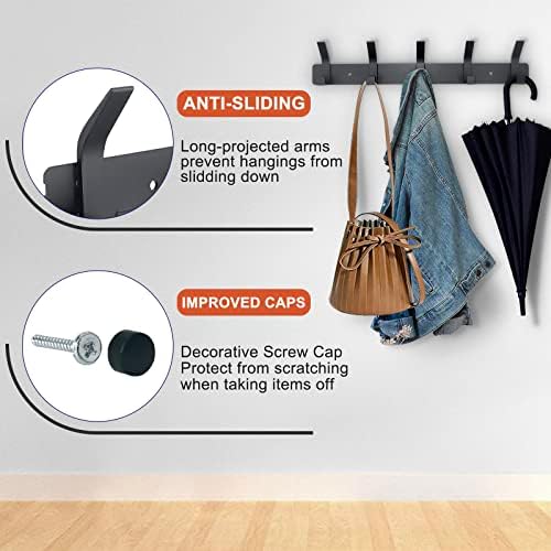Coat Rack Wall Mounted, 5 Coat Hooks - Image 3