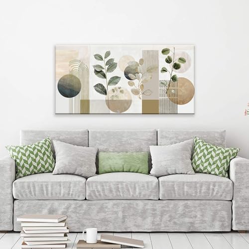 Green Boho Wall Art Minimalist Canvas Green Wall Art Decor - Image 4