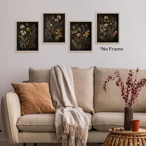 TLESKE Vintage Black Botanical Floral Posters Prints Unframed 12x16 Set of 4 - Image 4