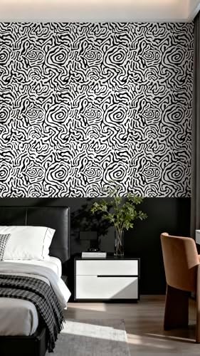 EeeComing Black and White Peel and Stick Wallpaper Abstract Geometric Self - Image 3