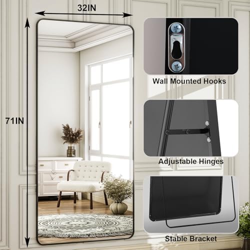 HARRITPURE 71"x32" Full Length Mirror, Large Floor Mirror - Image 5