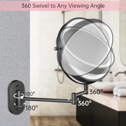 FUNTOUCH 5000mAh Rechargeable Wall Mounted Lighted Makeup Mirror 1X30X - Image 5