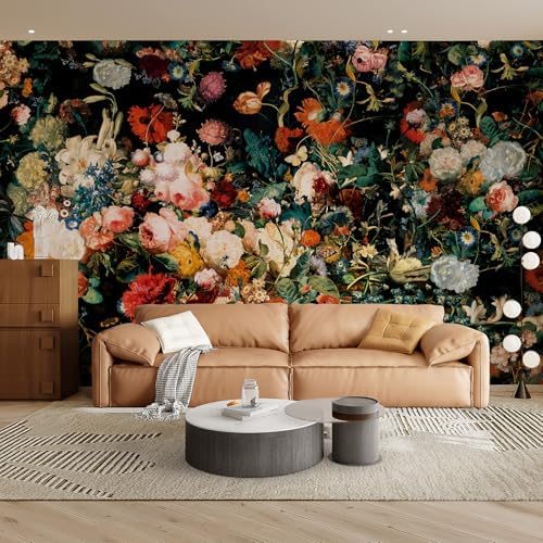 Zeeko Vintage Dark Floral Wall Murals Peel and Stick 177" W x 110" H - Image 3