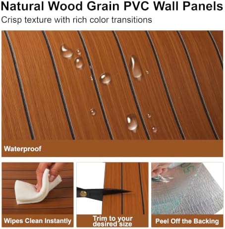 Wood Grain 15.8" W x 118" L Peel and Stick Wall Panels, 3D Soundproof - Image 5