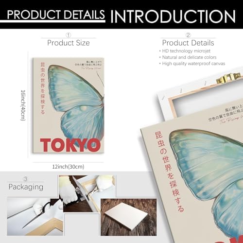 Japanese Nature Butterfly Poster Modern Minimalist Tokyo Art Wall Art Vintage - Image 2