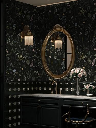 Dimoon 787"x16.1" Floral Peel and Stick Wallpaper Black Contact Paper Thicken - Image 3