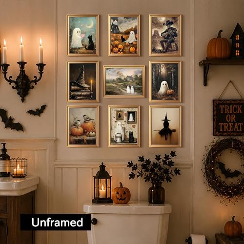 XYHYRA Halloween Wall Art Canvas Prints Set of 9, Dark Academia Wall Decor - Image 5