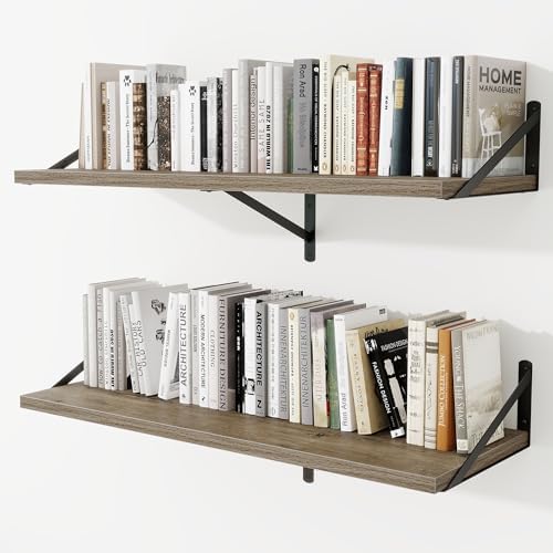 Deep Wall Shelves 40"W x 12"D Engineered Wood Floating Shelves by Venusmiles