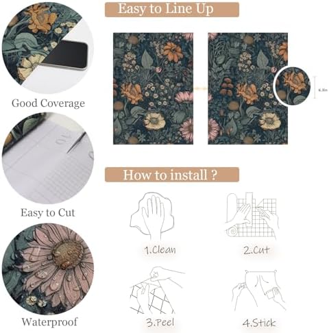 Orainege Vintage Peel and Stick Wallpaper Boho Floral Wallpaper - Image 5