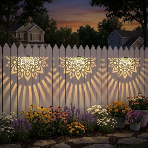 Hapjoy Solar Fence Lights Outdoor 4 Pack Solar Step Lights LED Powered Wall - Image 6